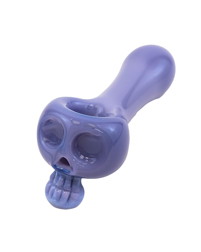 Bone Head Skull Glass Pipe - Purple